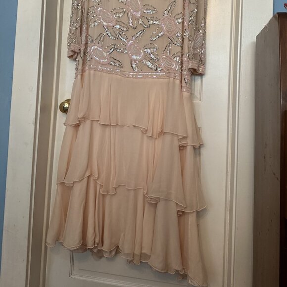 Vintage Bonwit Teller pink, sparkling designer evening gown XL - Picture 3 of 9